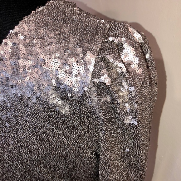 NWT Silver Sequin One Shoulder Mini Dress HOT! - Picture 5 of 6